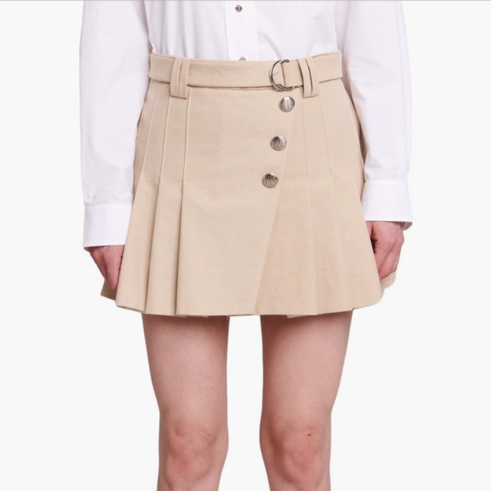 maje Belted Pleated Miniskirt